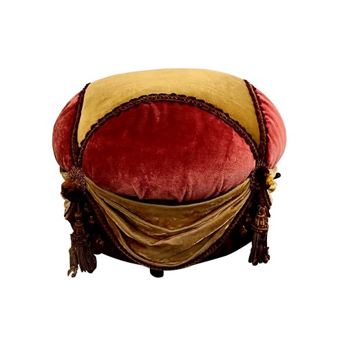 French Napoleon Iii Style Velvet Pouffe