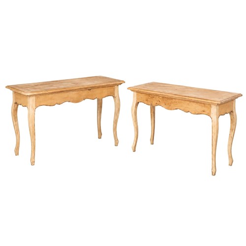 Pair Of 20Th Century French Solid Cherrywood Parquetry Tables