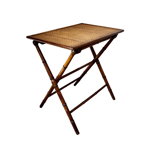 Early 20Th Century French Folding Faux Bamboo Table