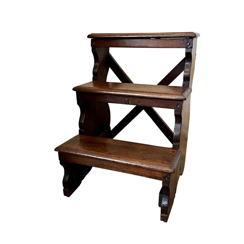 18Th Century French Walnut Library Steps