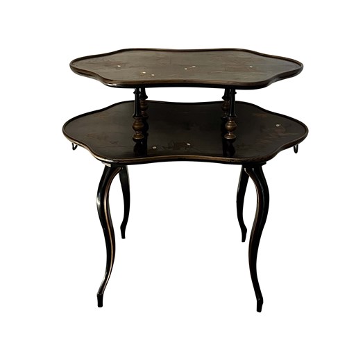 Mid-Century French Two-Tiered Chinoiserie Occasional Table