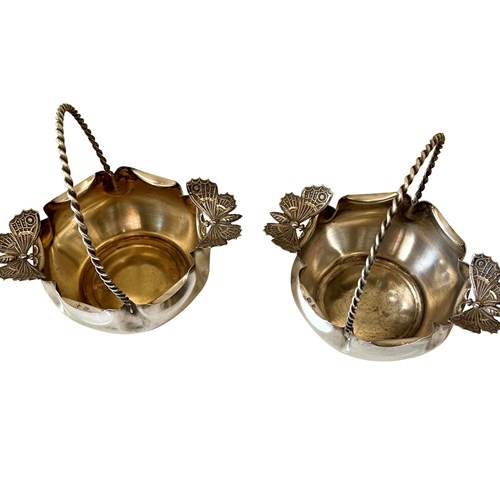 Pair Of French Art Nouveau Butterfly Bonbon Baskets