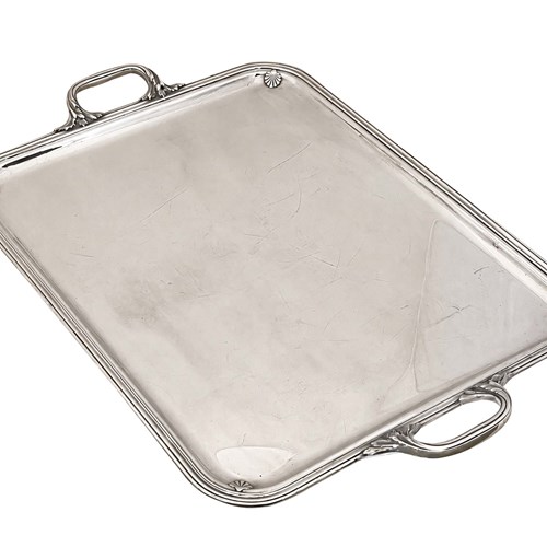 Large Mid-Century French Silverplate Serving Tray By Plasait