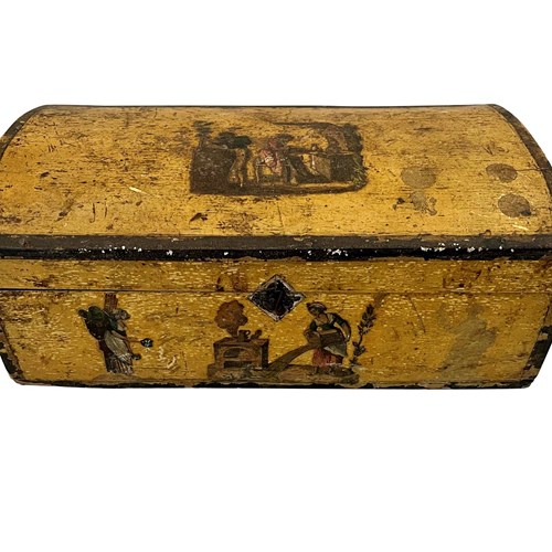Small Early 19Th Century Scandanavian Folk Art Dome-Top Box