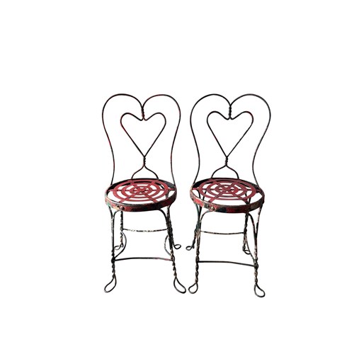 Pair Of Mid-Century 'Bouchon De Champagne Wrought Iron Garden Chairs