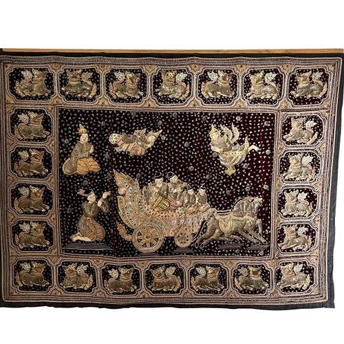Early 20Th Century Antique Burmese Kalaga Wall Hanging