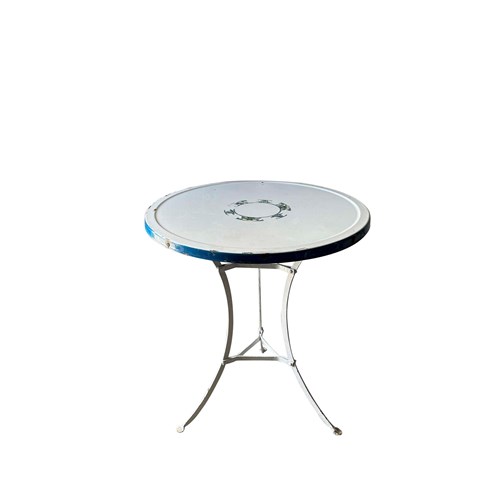 Early 20Th Century French Enamelled Cafe Table With Secessionist Decoration