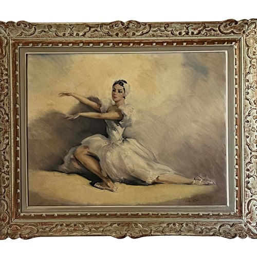 French Oil On Canvas Painting 'Danseuse Au Repos' By Cesar Vilot