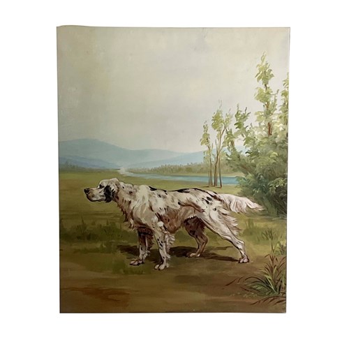 Large 20Th Century Oil On Canvas Painting Of An English Setter Dog