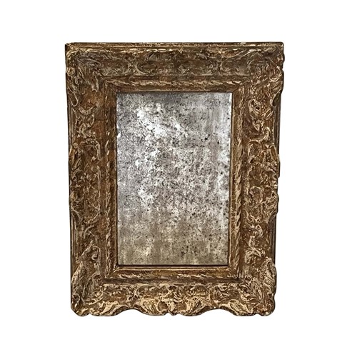 19Th Century French Foxed Mirror In Carved And Giltwood Frame