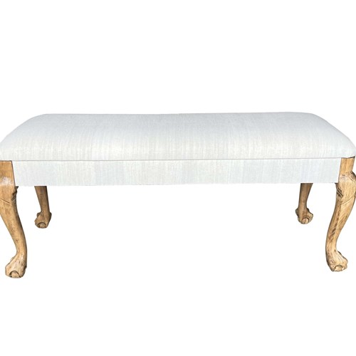 Large 20Th Century Upholstered Banquette In Antique Hemp