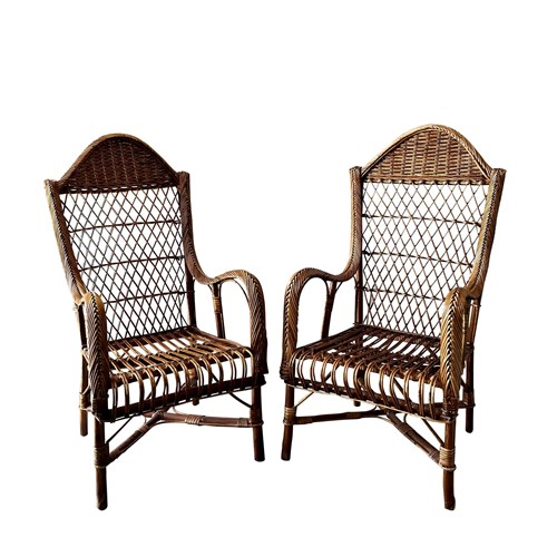 Pair Of 1930'S French Wicker Armchairs