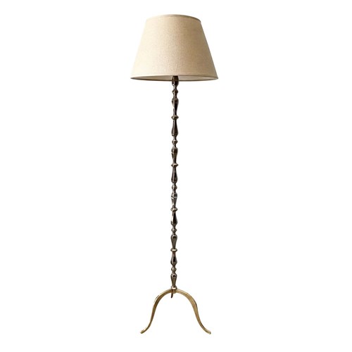 Mid-Century French Nickel-Plated Brass Floor Lamp
