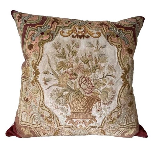 Large 19Th Century Tapestry Cushion
