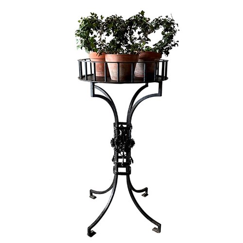 Tall French Art Deco Iron Plant Stand
