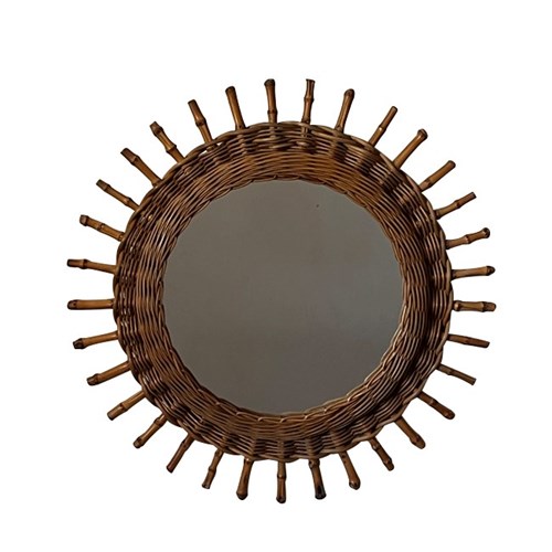 Rattan &  Bamboo Sunburst Mirror