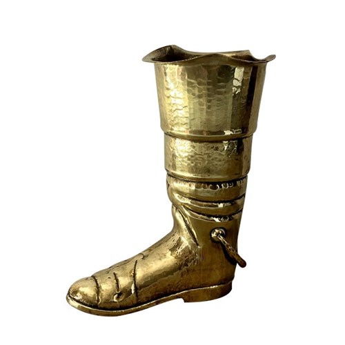 Mid-Century French Brass Riding Boot Umbrella Stand
