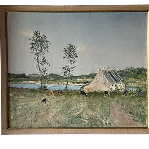 20Th Century French Oil Painting 'Brittany Landscape' By Jacques Denier