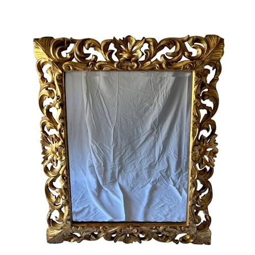 19Th Century Italian Carved Giltwood Mirror