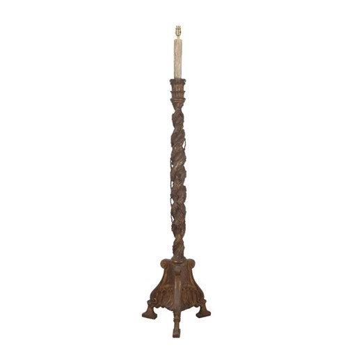 Carved Wood Grape Vine Floor Lamp