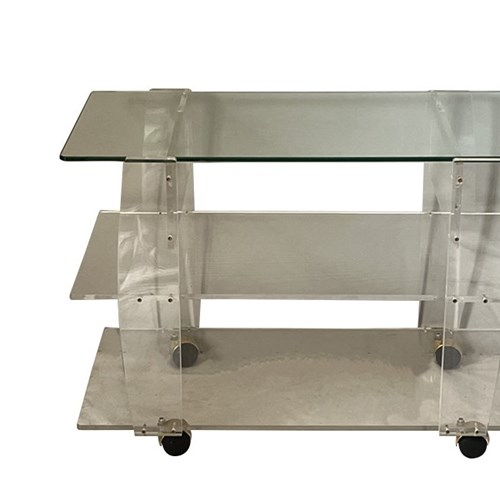 Lucite & Glass Trolley By David Lange