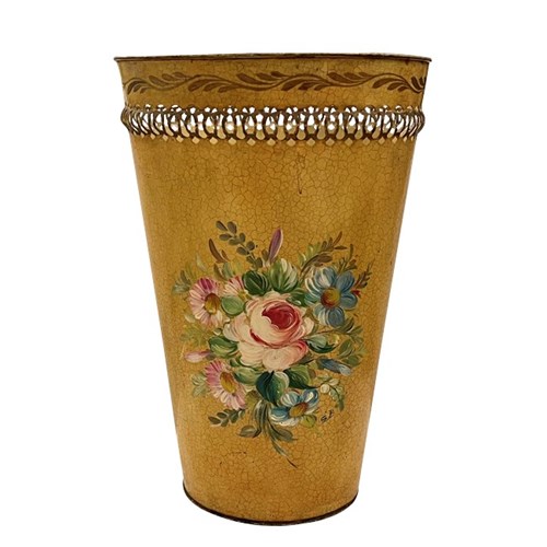 Large Early 20Th Century French Tole Waste Paper Bin