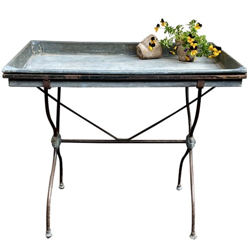 Early 20Th Century French Florists Zinc Tray Top