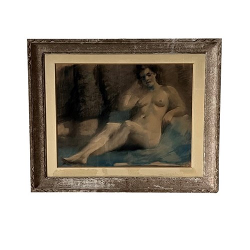 Framed French Pastel Of A Female Nude