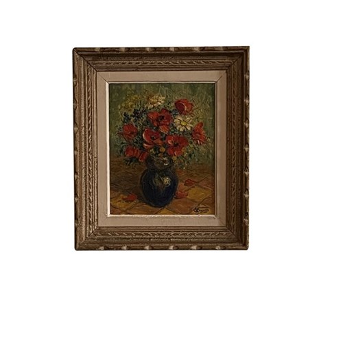 Framed French Signed Still-Life Painting Of Poppies