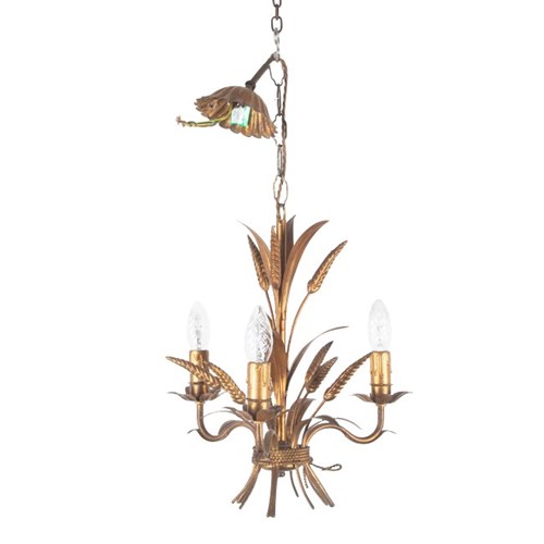 Gilt Metal Wheat Sheaf Chandelier