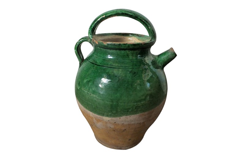 19Th Century Green Glazed French Pottery Jug-adps-antiques-glazed-green-jug-4449--3-main-637943428256007621.jpg