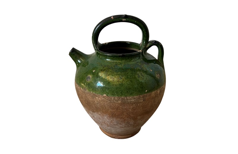 19th century green glazed french pottery jug-adps-antiques-green-pottery-french-cruche-4538-1-main-637986649153066629.jpg
