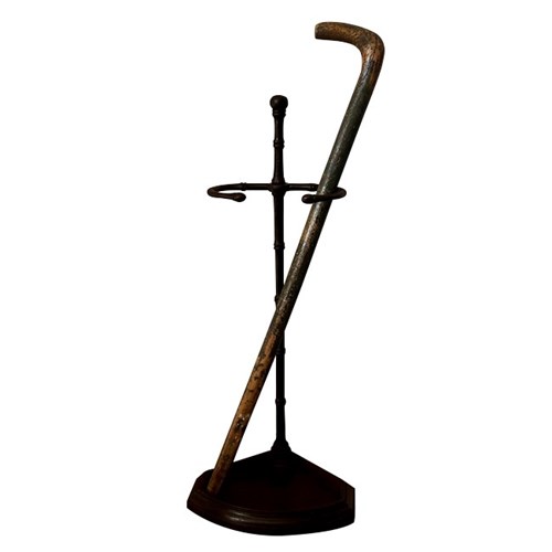 19Th Century Faux Bamboo Iron Umbrella / Stick Stand