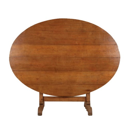 Large 19Th Century French Cherrywood Oval Vigneron Table