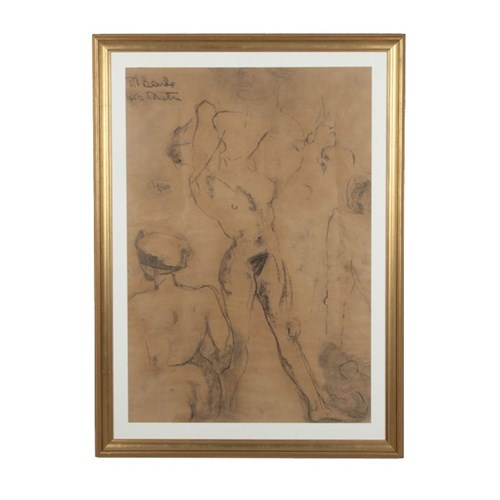 Large 20Th Century French Framed Nude Study