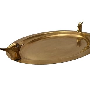 Large Mid-Century Brass Oval Tray