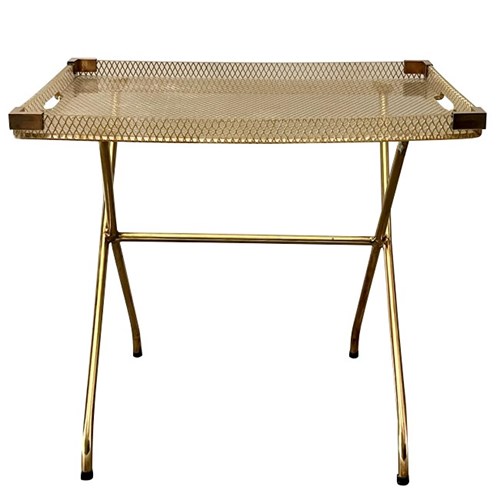 1970'S Lucite  And Brass Tray Table