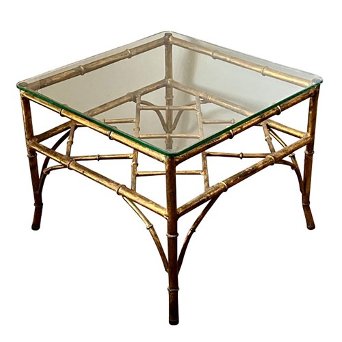 20Th Century French Gilt Metal Faux Bamboo Low Table