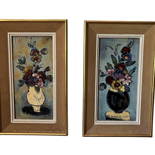 Pair Of Framed Ceramic Tiles By Francis Crociani