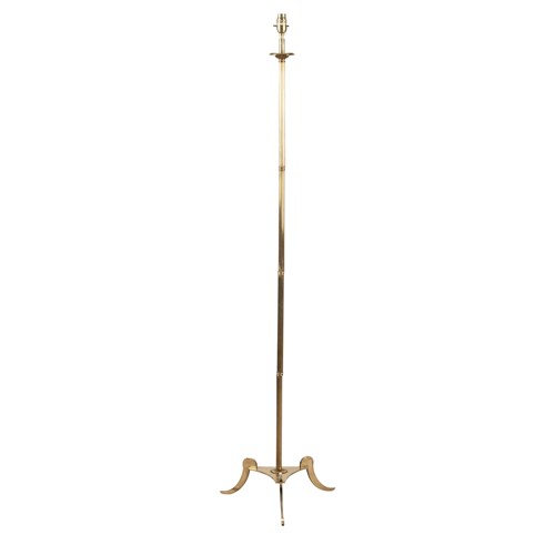 Mid-Century French Reeded Brass Floor Lamp