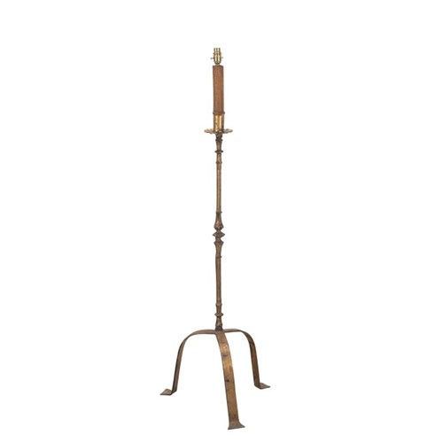 20Th Century Spanish Gilt Iron Floor Lamp