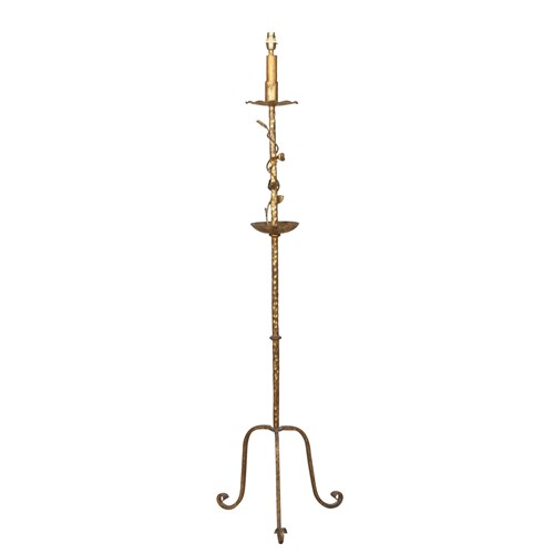 Mid-Century Spanish Gilt Iron Floor Lamp