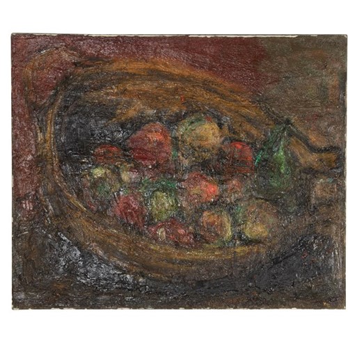 Mid-Century French Oil On Canvas Painting 'Still Life With Fruit'