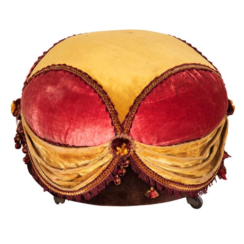 French Napoleon Iii Style Velvet Pouffe