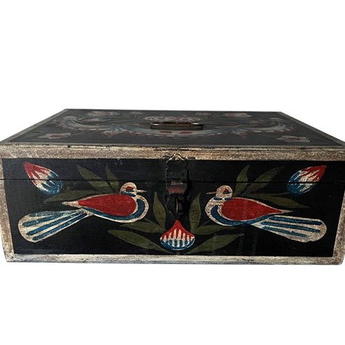 19Th Century Painted Normandy Marriage Box
