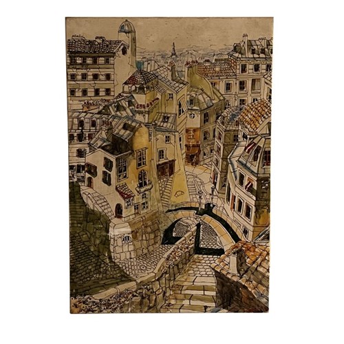 20Th Century French Painting 'View Of The Eiffel Tower From Montparnasse'