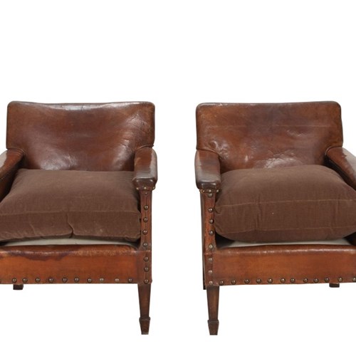 Pair Of 1920'S French Petite Club Chairs