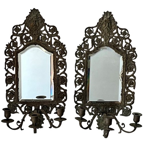 Pair Of 19Th Century Mirrored Bronze Appliques