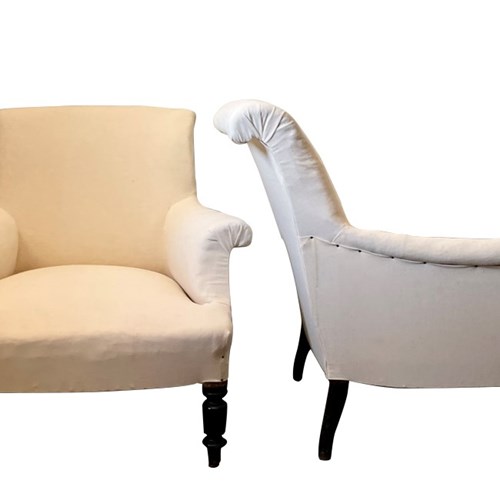 Beautiful Pair Of Large Napoleon Iii Scroll Back Armchairs