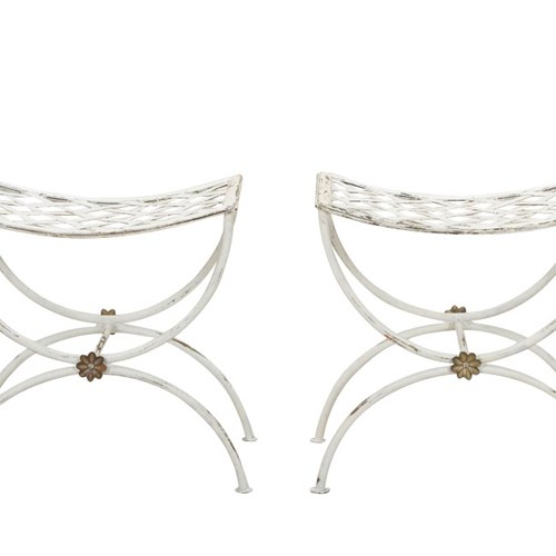 Pair Of 20Th Century French Iron Curule Stools